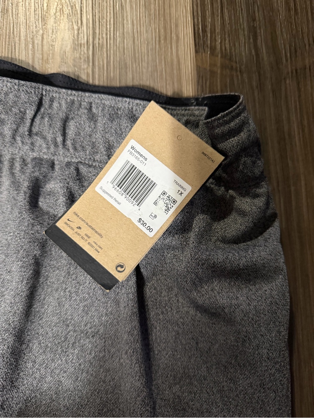 Nike Women's Heather Gray Athletic Shorts with Black Drawstring - Picture 2 of 8
